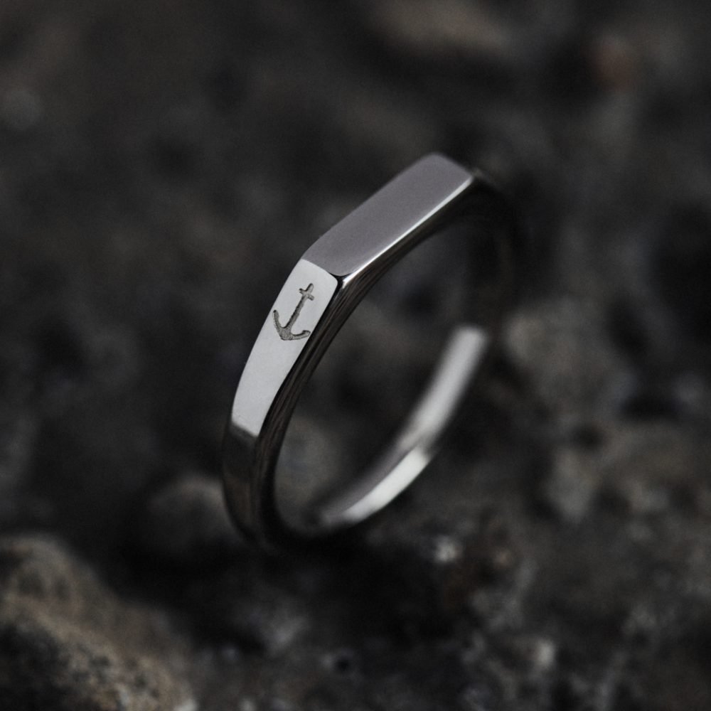 Men's Slim Signet Ring Silber