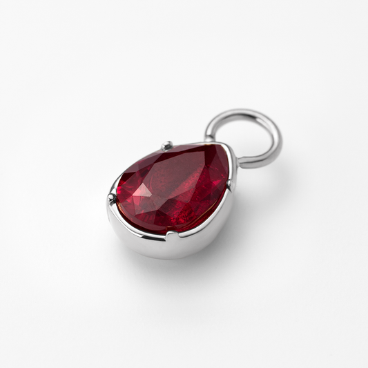 Red Stone Charm Silber