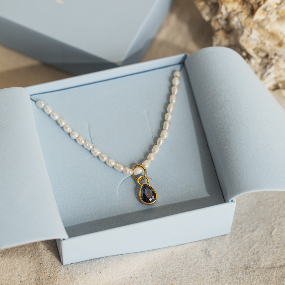 Blue Stone Charm Gold
