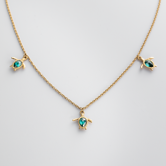 Turtle Halskette Aquamarine Gold