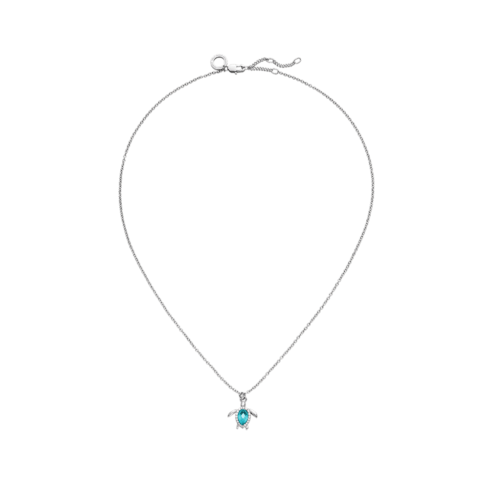 Turtle Mono Necklace Aquamarine Silver