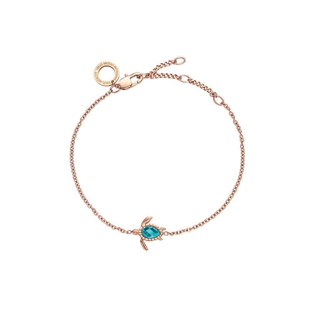 Turtle Mono Bracelet Aquamarine Rose Gold