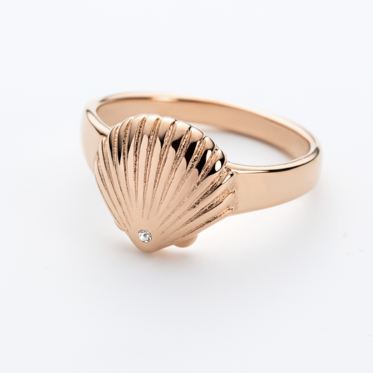 Scallop Bague Or Rose