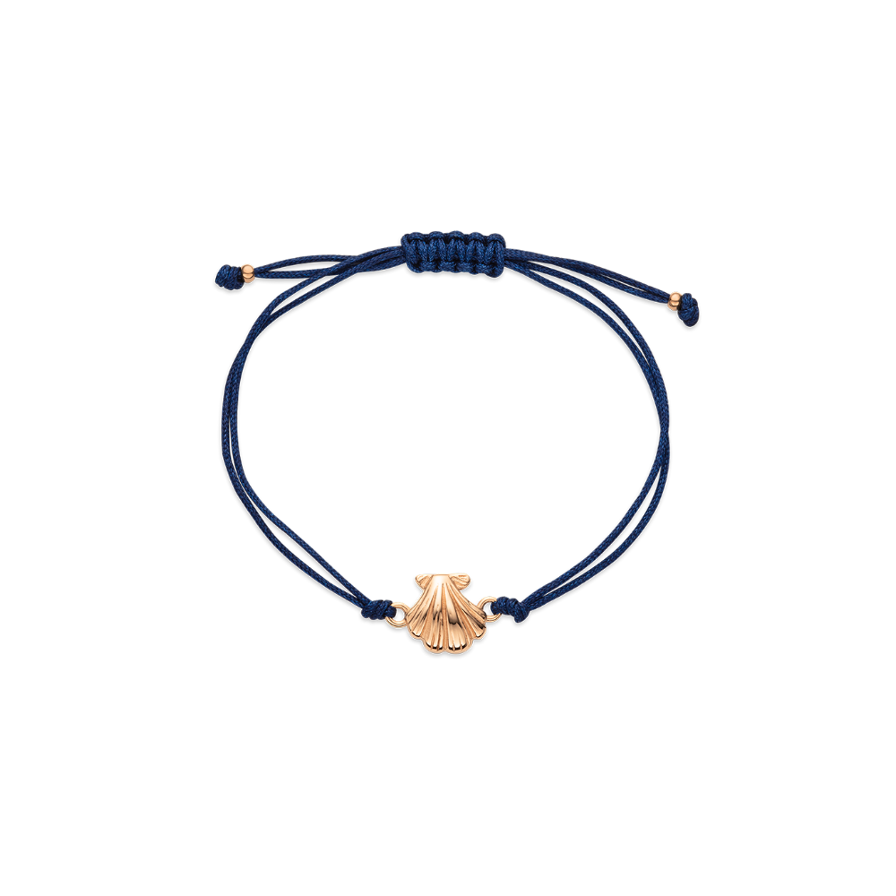 Scallop Blue Nylon Armkette Roségold
