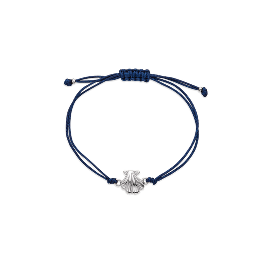 Scallop Blue Nylon Bracelet Argent