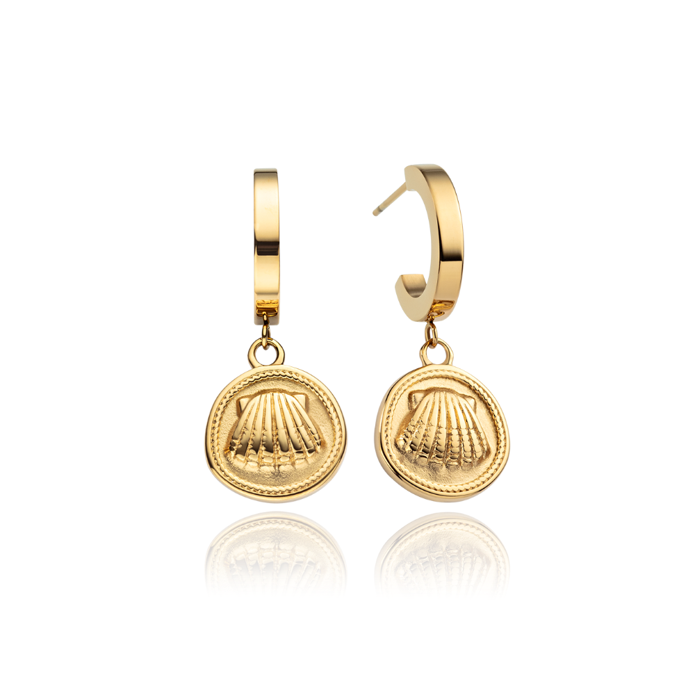 Paul Hewitt Scallop Coin Ohrring Gold