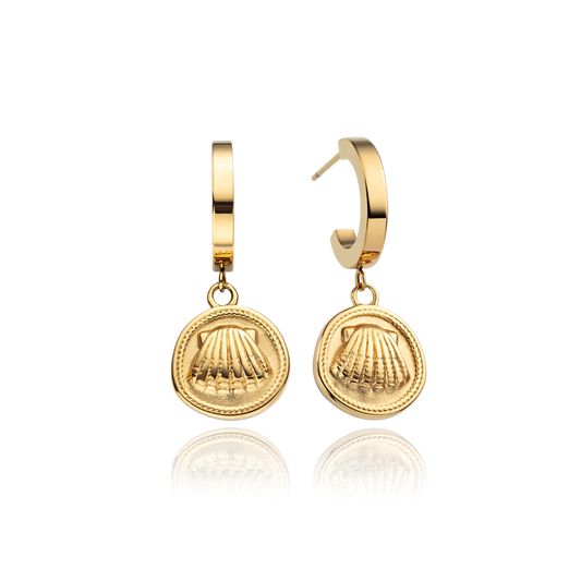 Scallop Coin Earring Gold
