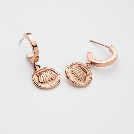 Scallop Coin Earring Rose Gold