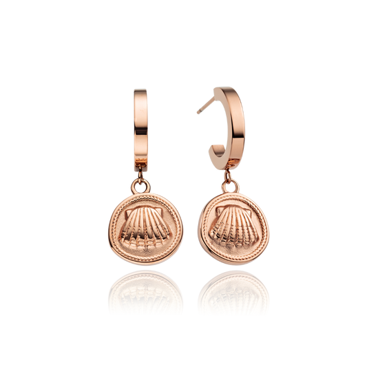Scallop Coin Boucle d'oreille Or Rose