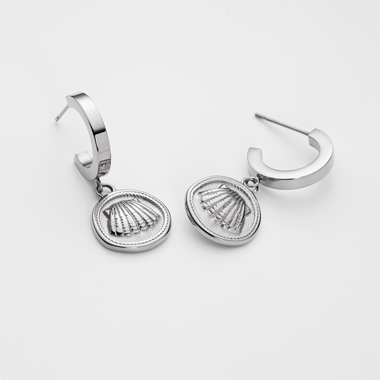 Scallop Coin Ohrring Silber