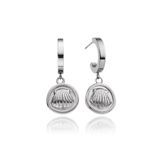 Scallop Coin Ohrring Silber