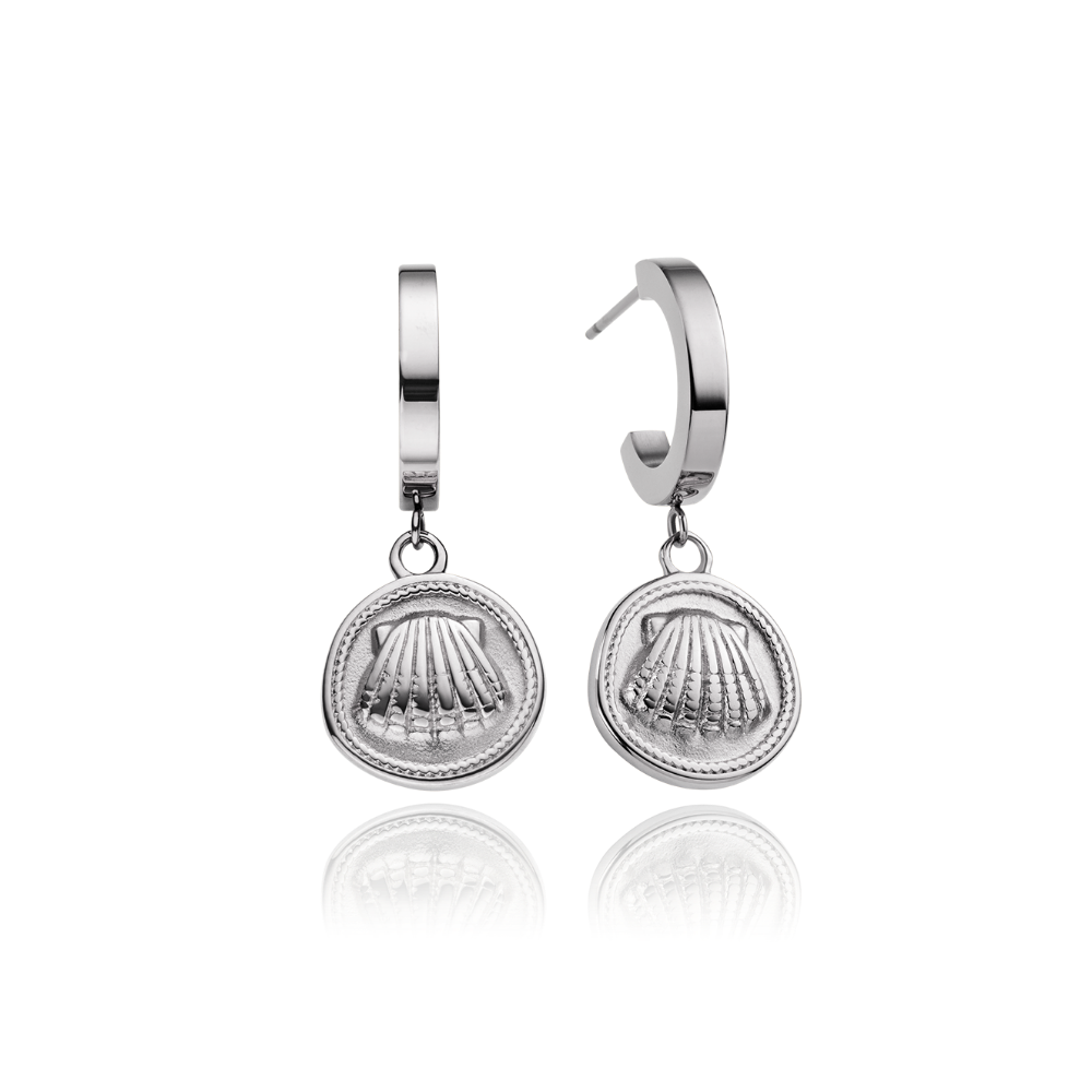 Scallop Coin Ohrring Silber