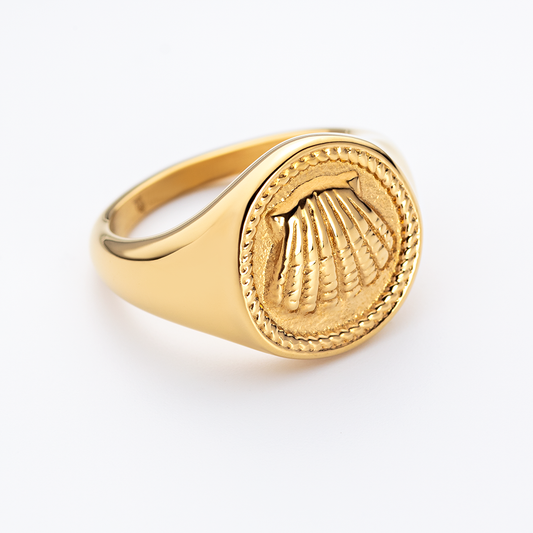 Scallop Coin Ring Gold
