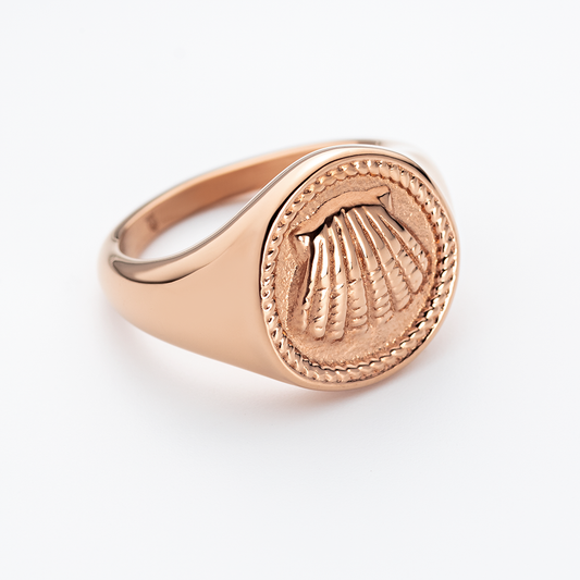 Scallop Coin Bague Or Rose