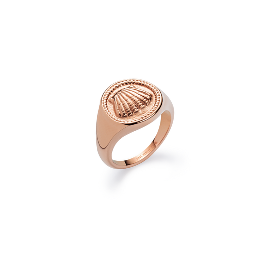 Scallop Coin Bague Or Rose