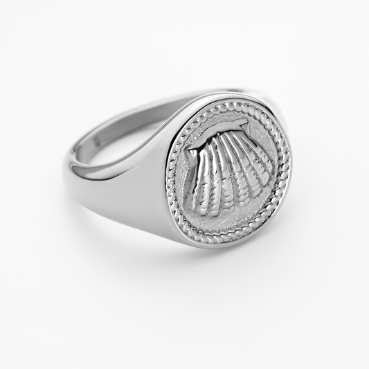 Scallop Coin Ring Silber
