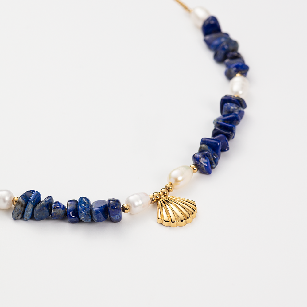 Scallop Stone Halskette Gold