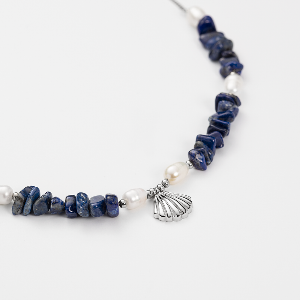 Scallop Stone Halskette Silber