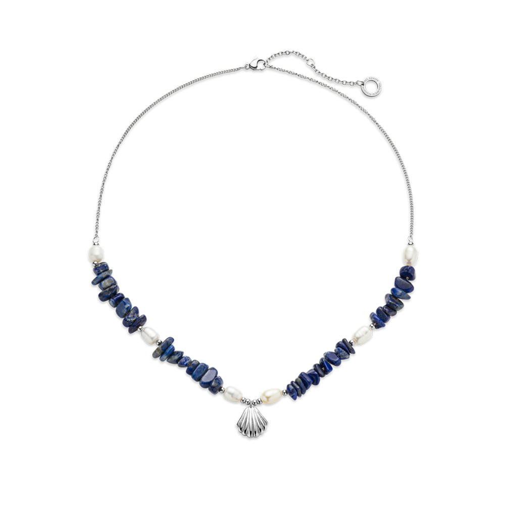 Scallop Stone Halskette Silber