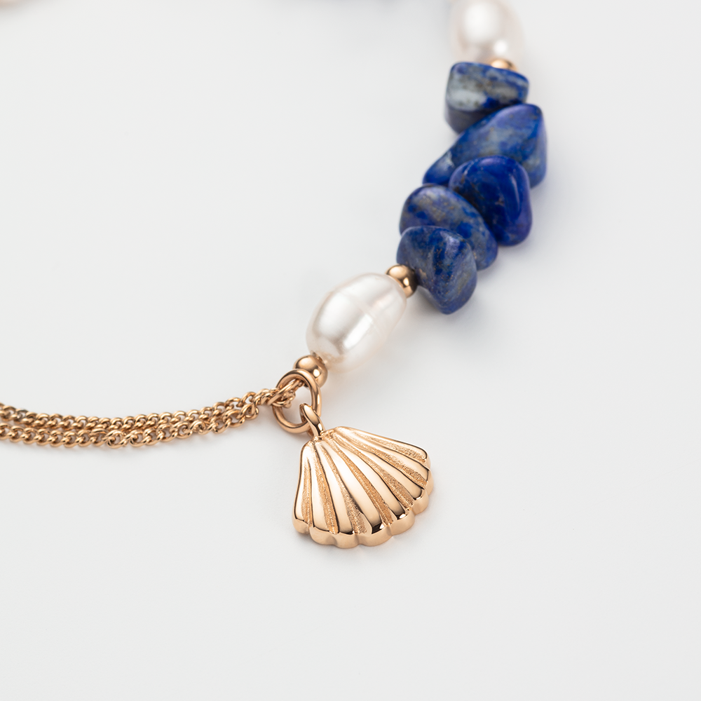 Scallop Stone Armkette Roségold