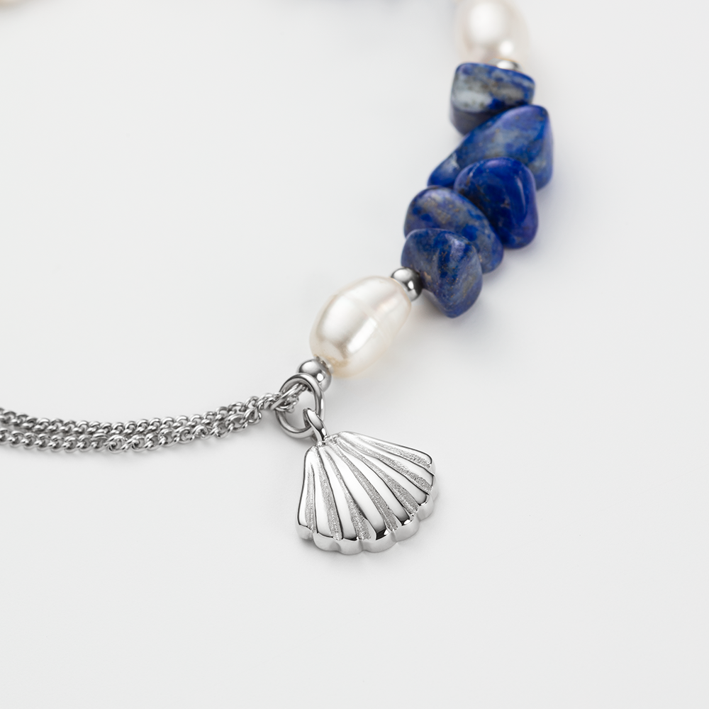 Scallop Stone Armkette Silber