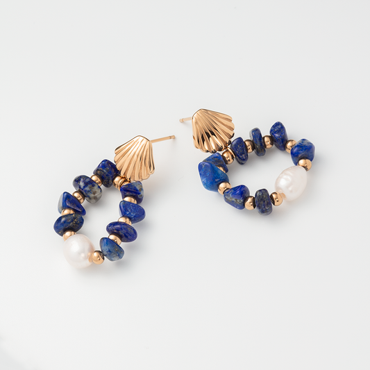 Scallop Stone Earring Rose Gold