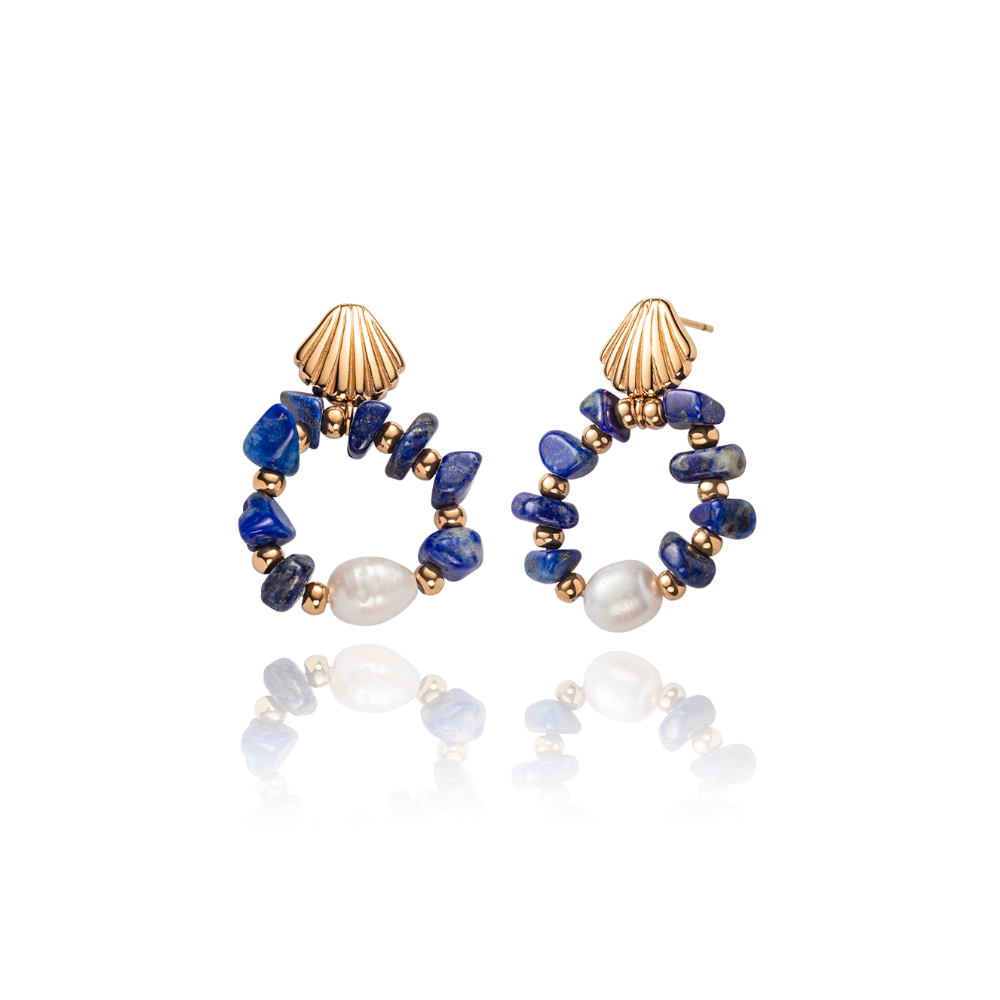 Scallop Stone Ohrring Roségold