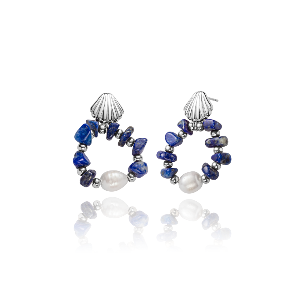 Scallop Stone Ohrring Silber