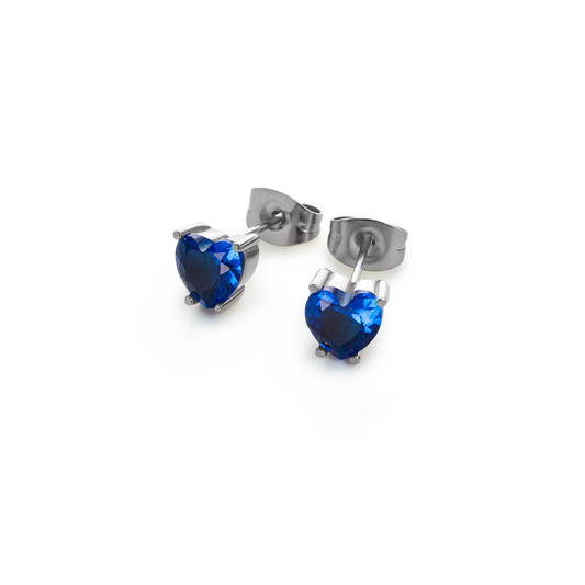 Blue Heart Earring Silver
