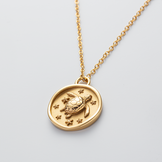 Turtle Coin Collier Or
