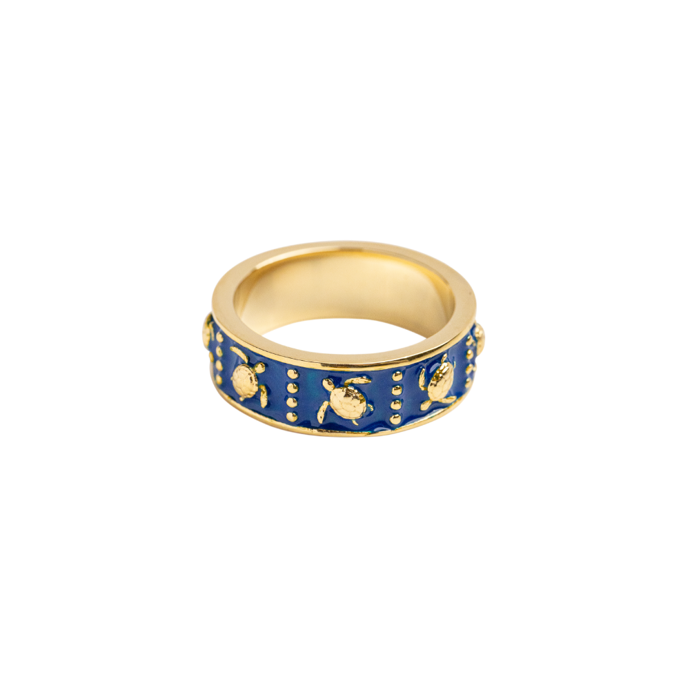 Turtle Enamel Ring Gold