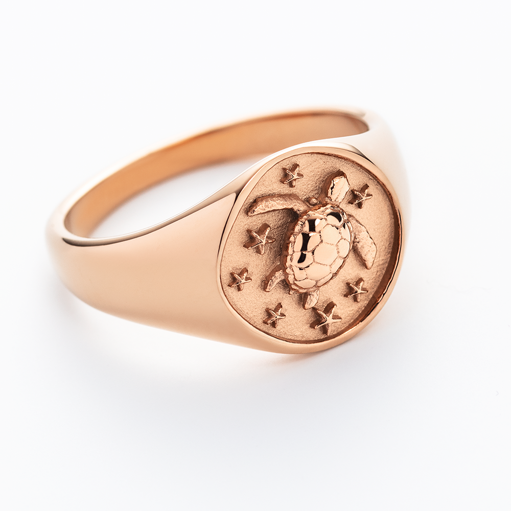 Turtle Signet Ring Roségold