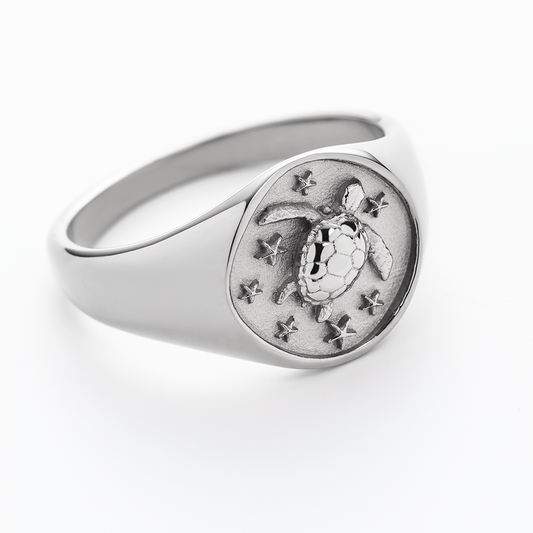 Turtle Signet Ring Silver