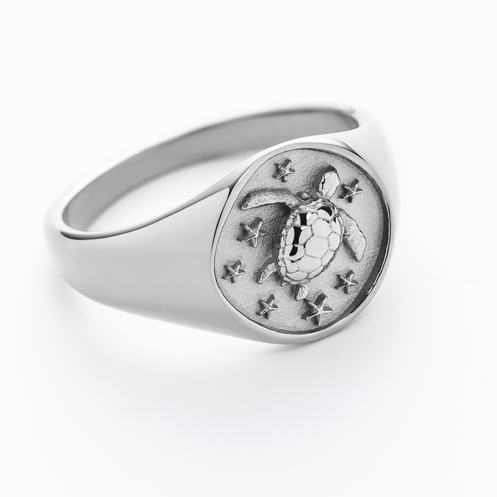 Turtle Signet Ring Silber