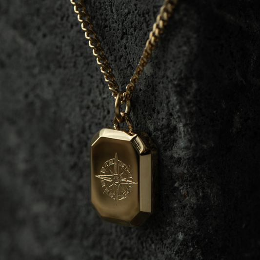 Men's Octagonal Halskette Windrose Gold