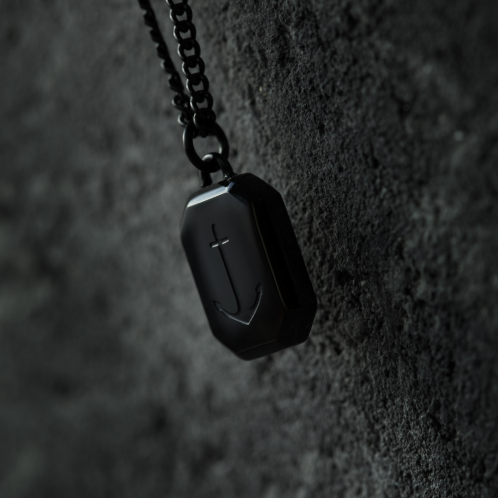 Men's Octagonal Halskette Anchor Schwarz