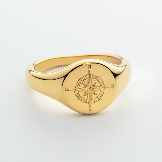 Men's Signet Ring Windrose Gold