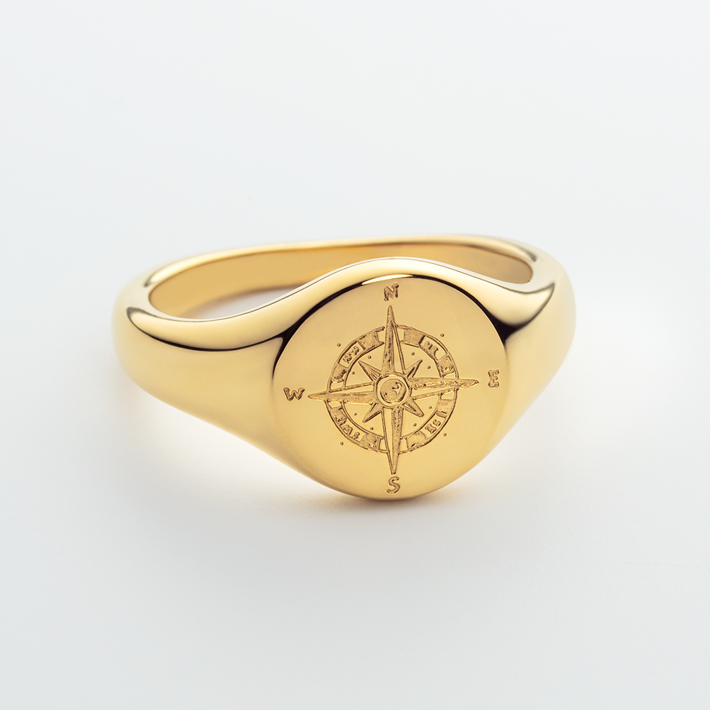 Men's Signet Ring Windrose Gold