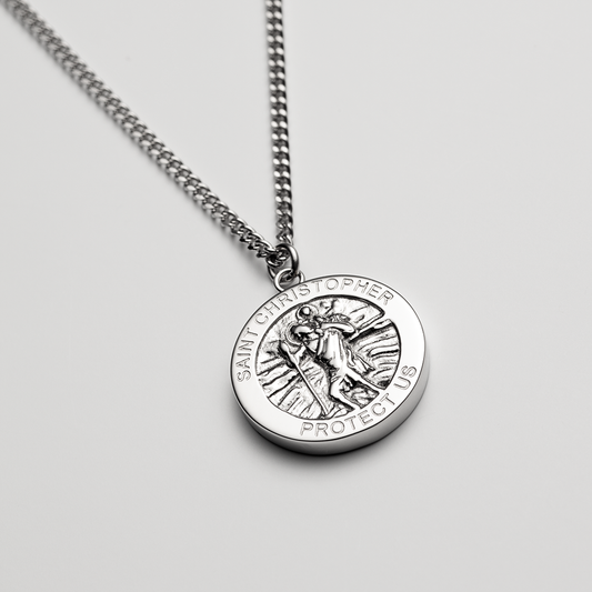 Men's St. Christopher necklace silver