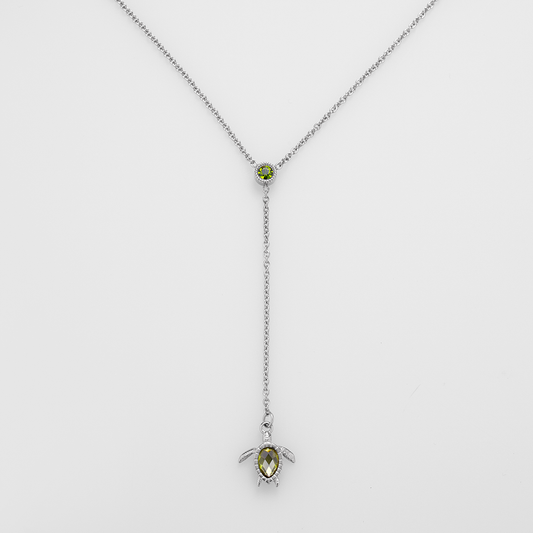 Turtle Y Collier Argent