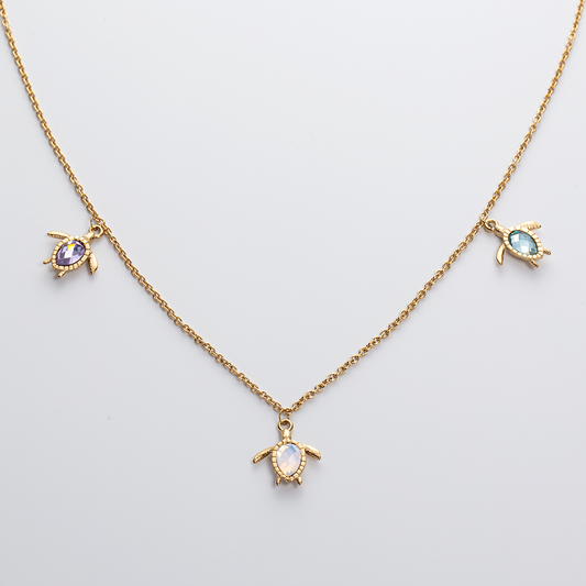 Turtle Rainbow Necklace Gold