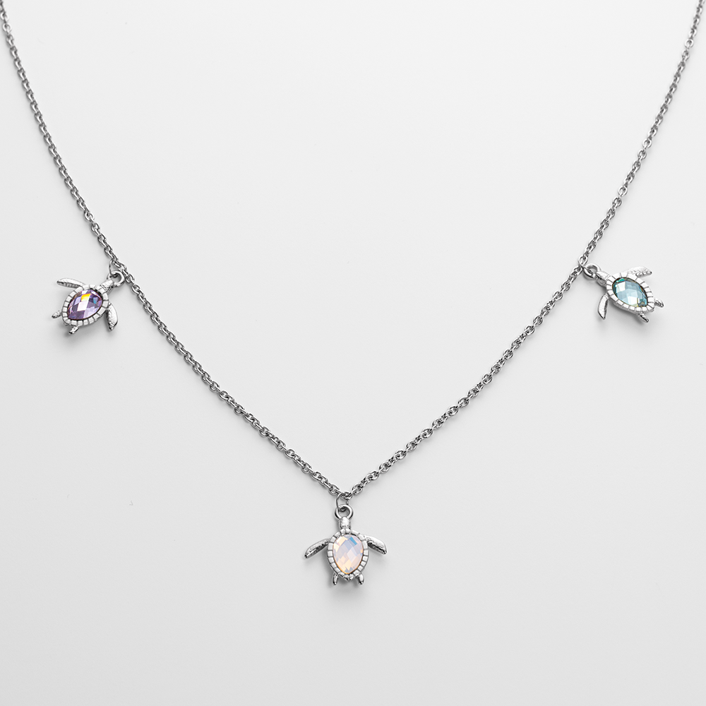 Turtle Rainbow Halskette Silber