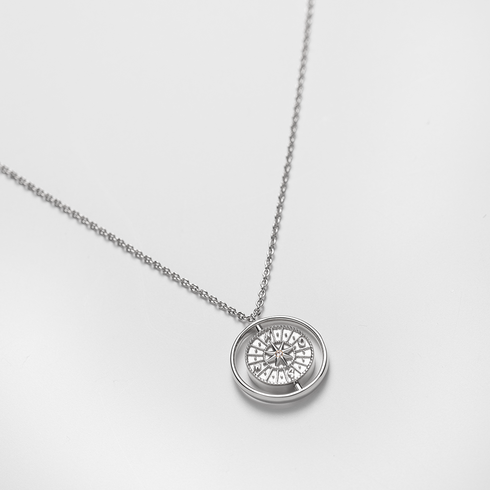 Windrose Twister Halskette Silber