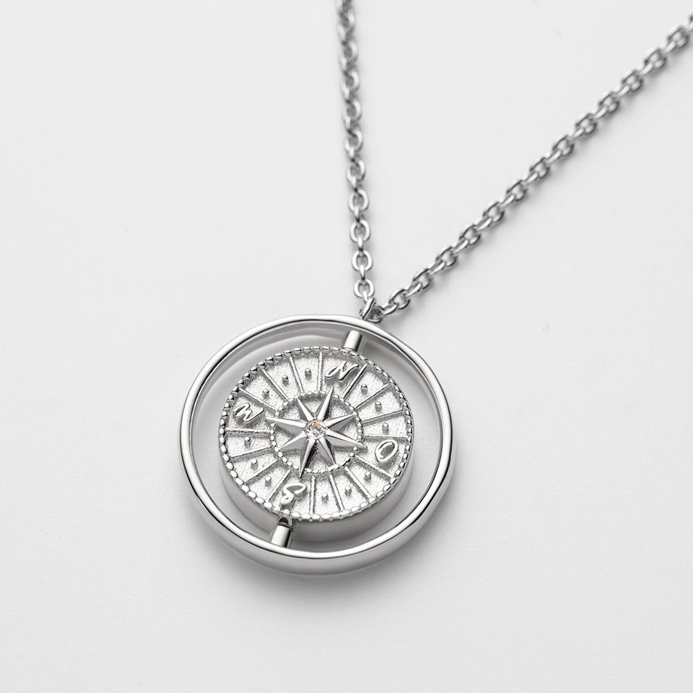 Windrose Twister Halskette Silber