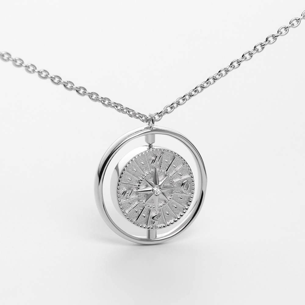 Windrose Twister Halskette Silber