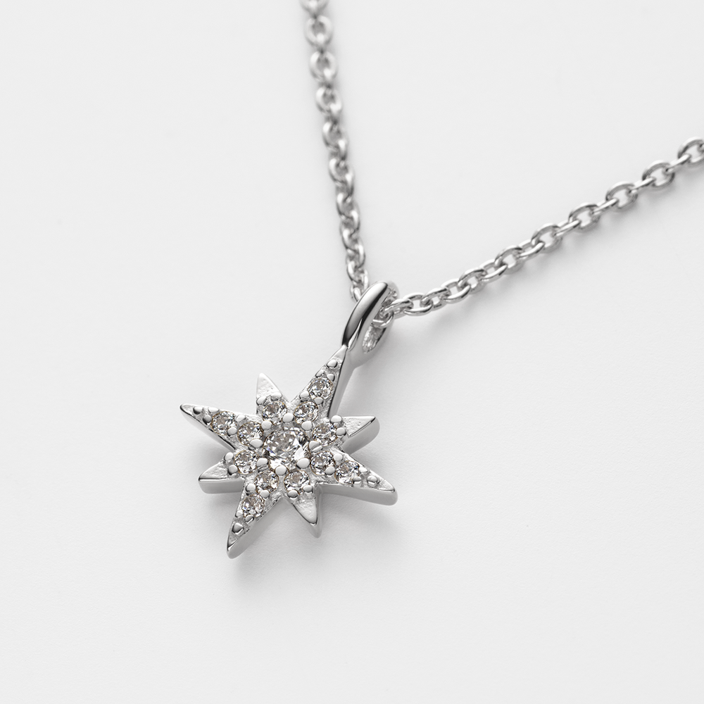 Windrose Mono Halskette Silber