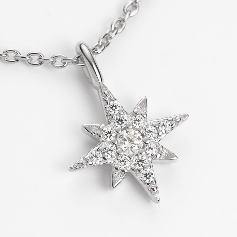 Windrose Mono Halskette Silber