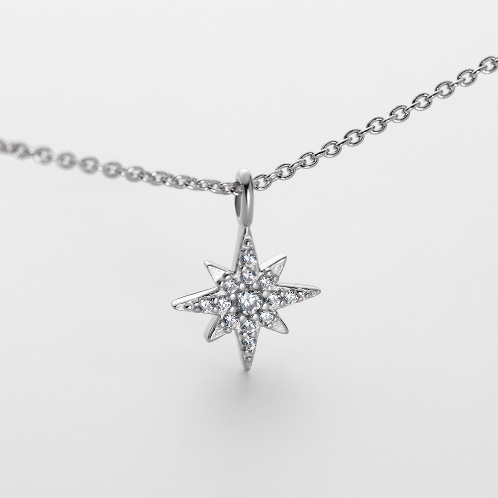 Windrose Mono Halskette Silber