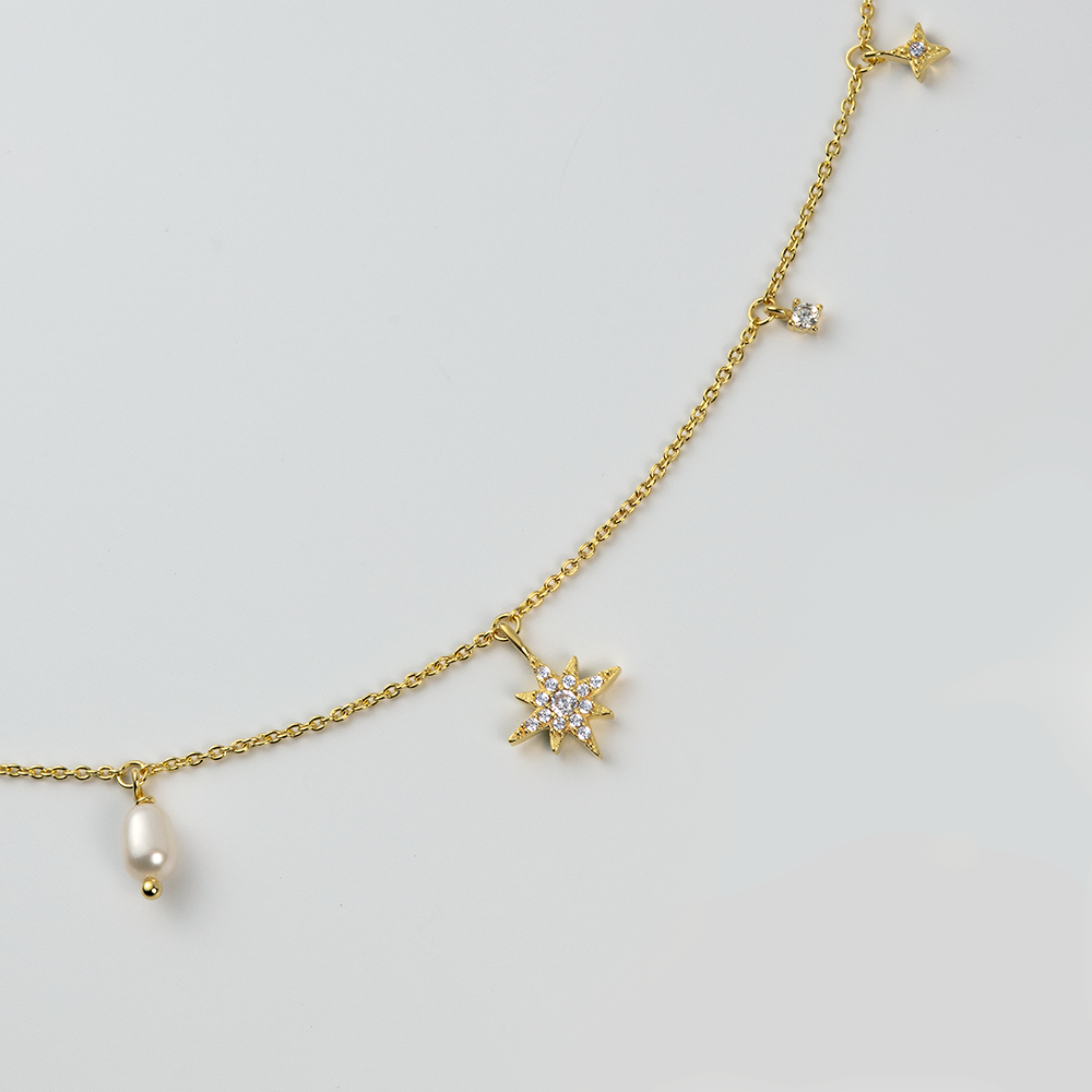 Windrose Celestial Halskette Gold