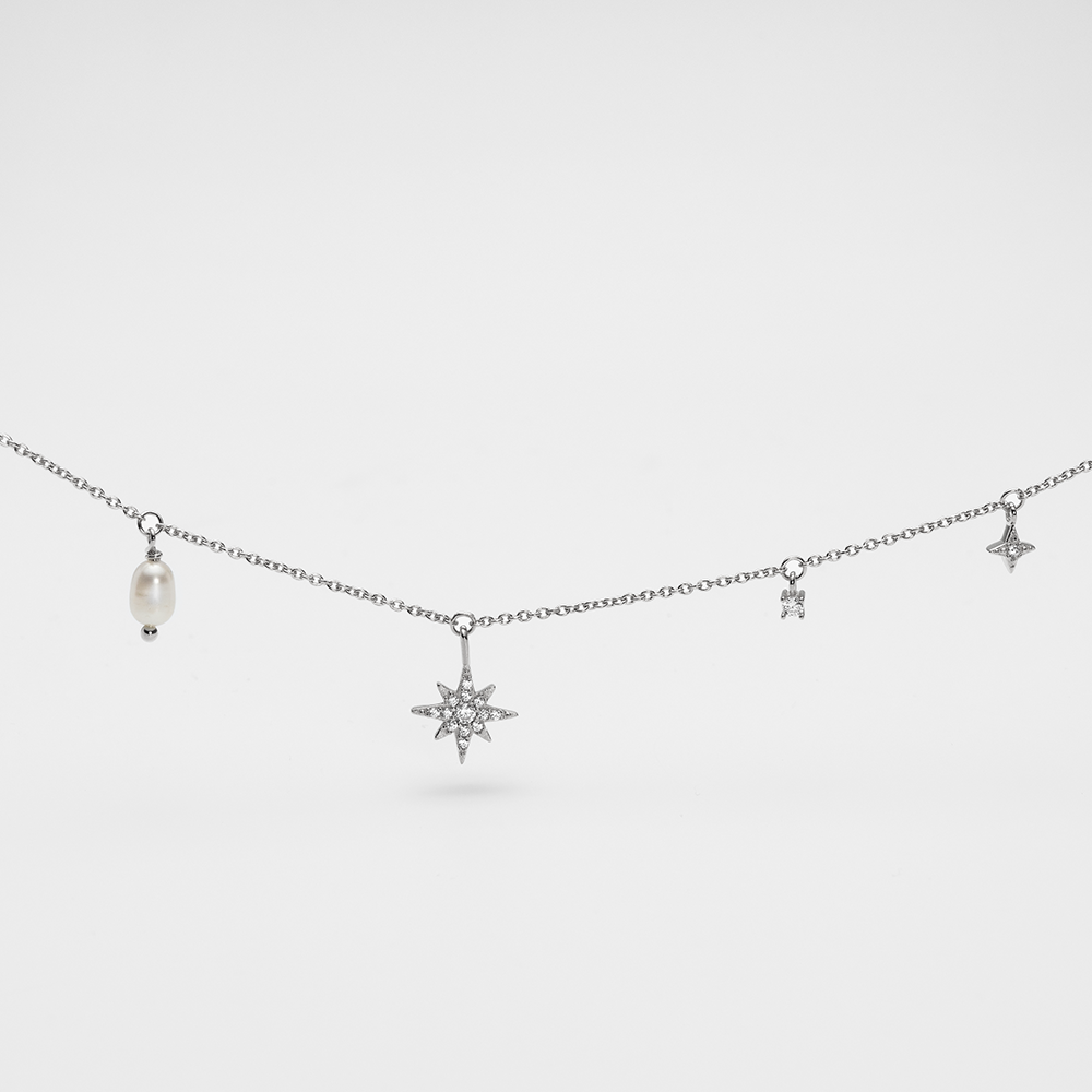 Windrose Celestial Halskette Silber